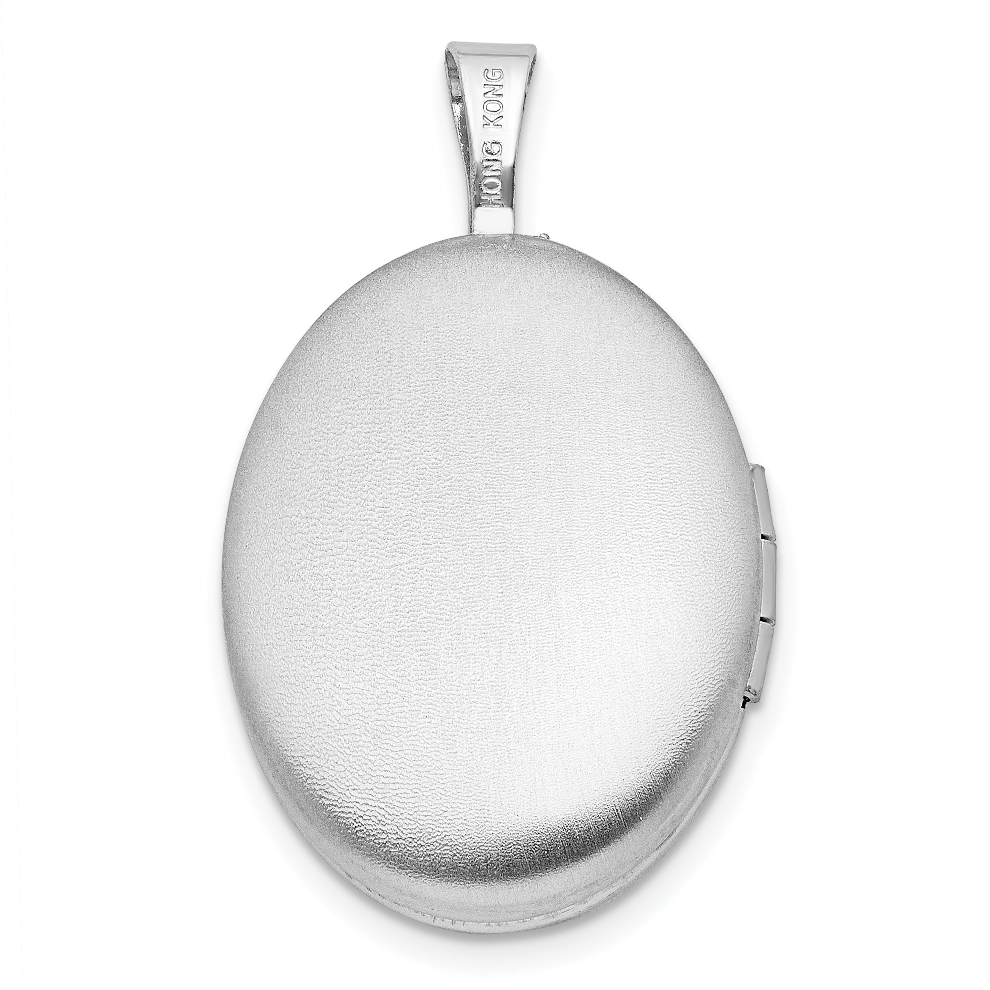 Sterling Silver Rhodium-plated D/C First Communion 19x15mm Oval Locket