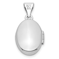 Sterling Silver Rhodium-plated Swirl Design 14mm Oval Locket