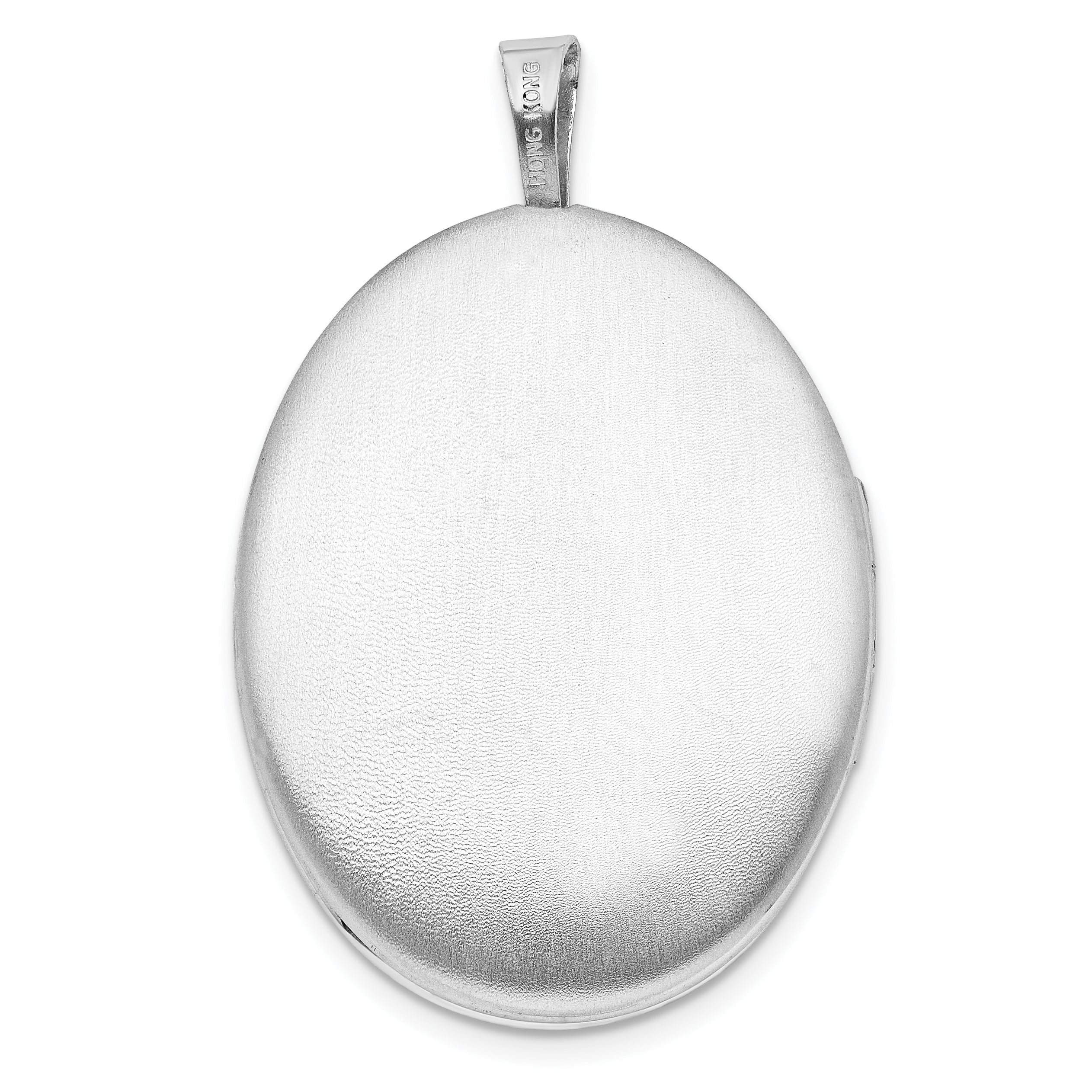 Sterling Silver Rhodium-plated Scroll Design 26x20mm Oval Locket