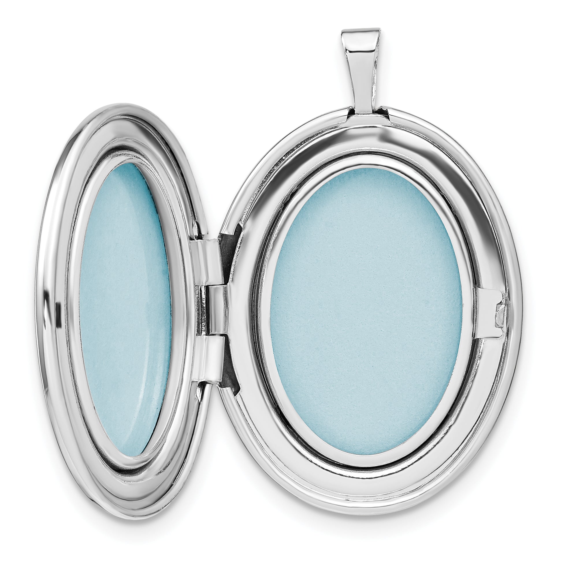 Sterling Silver Rhodium-plated Polished Medallion 26x20mm Oval Locket