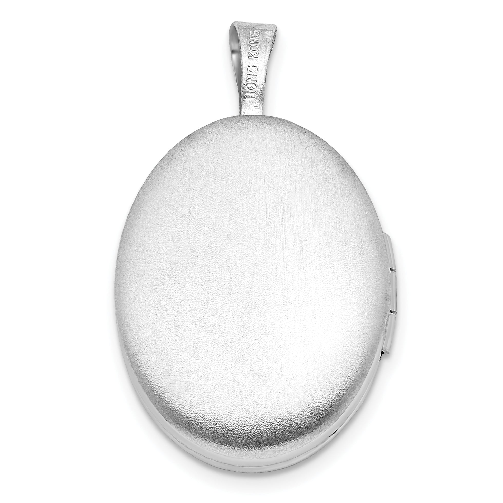 Sterling Silver Rhodium-plated Side Scroll Design 19x15mm Oval Locket