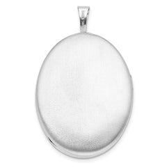 Sterling Silver Rhodium-plated Swirled Border 26x20mm Oval Locket