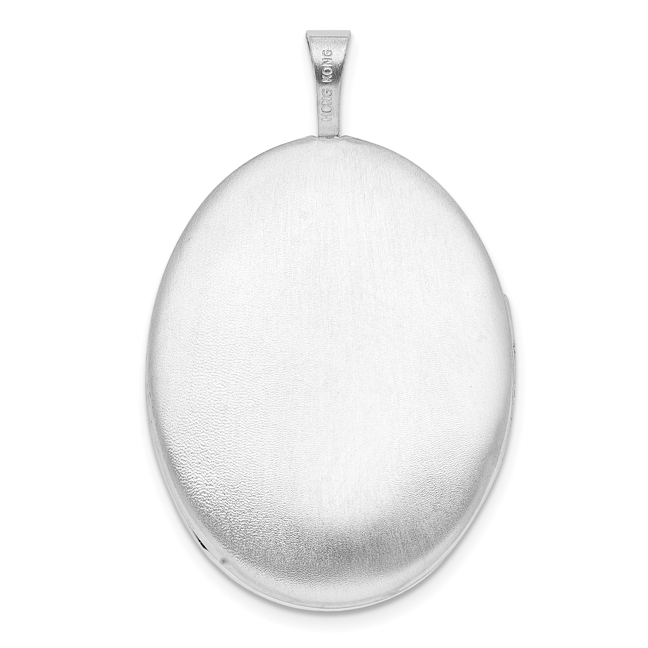 Sterling Silver Rhodium-plated Paisley Border 26x20mm Oval Locket