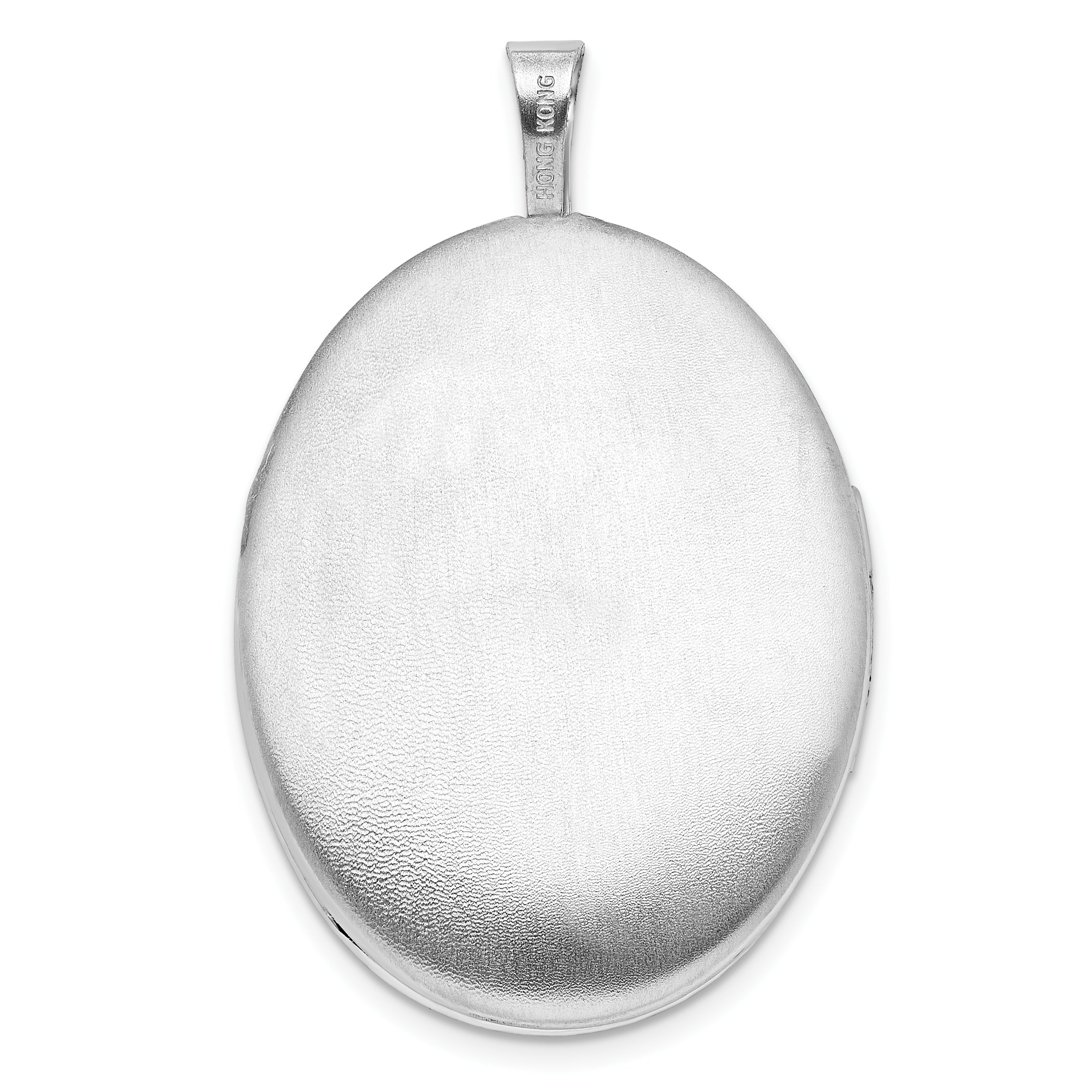 Sterling Silver Rhodium-plated Heart Border 26x20mm Oval Locket