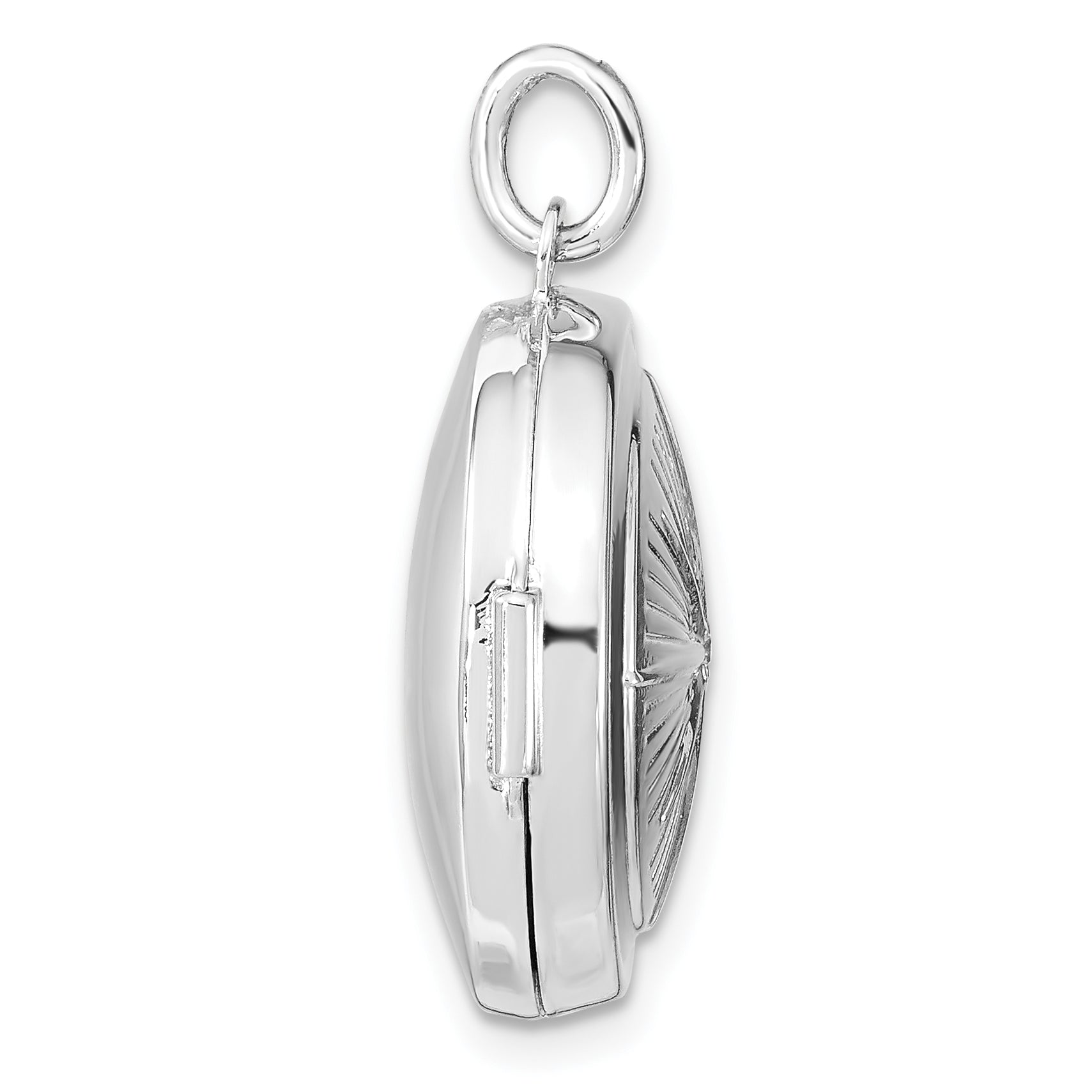 Sterling Silver Rhodium-plated CZ Compass 20mm Round Locket