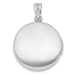 Sterling Silver Rhodium-plated Fleur de Lis 20mm Round Locket