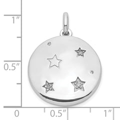 Sterling Silver Rhodium-plated CZ Stars 20mm Swing Locket