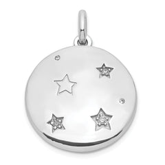 Sterling Silver Rhodium-plated CZ Stars 20mm Swing Locket