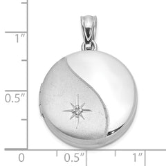 Sterling Silver Rhodium-plated Diamond 20mm Round Locket