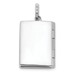 Sterling Silver Rhodium-plated CZ 19mm Book Locket