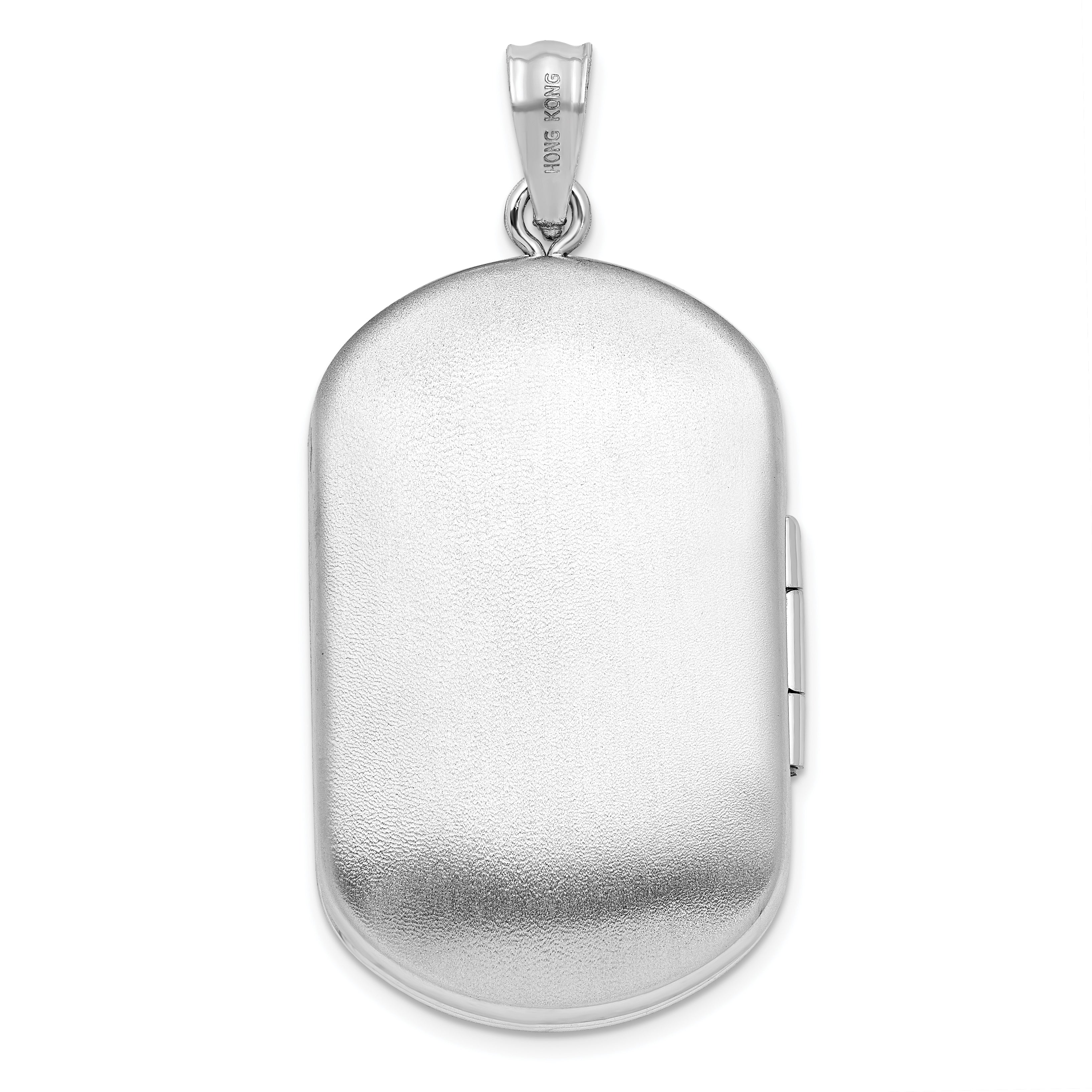 Sterling Silver Rhodium-plated 30x19mm Rectangle Ash Holder Locket