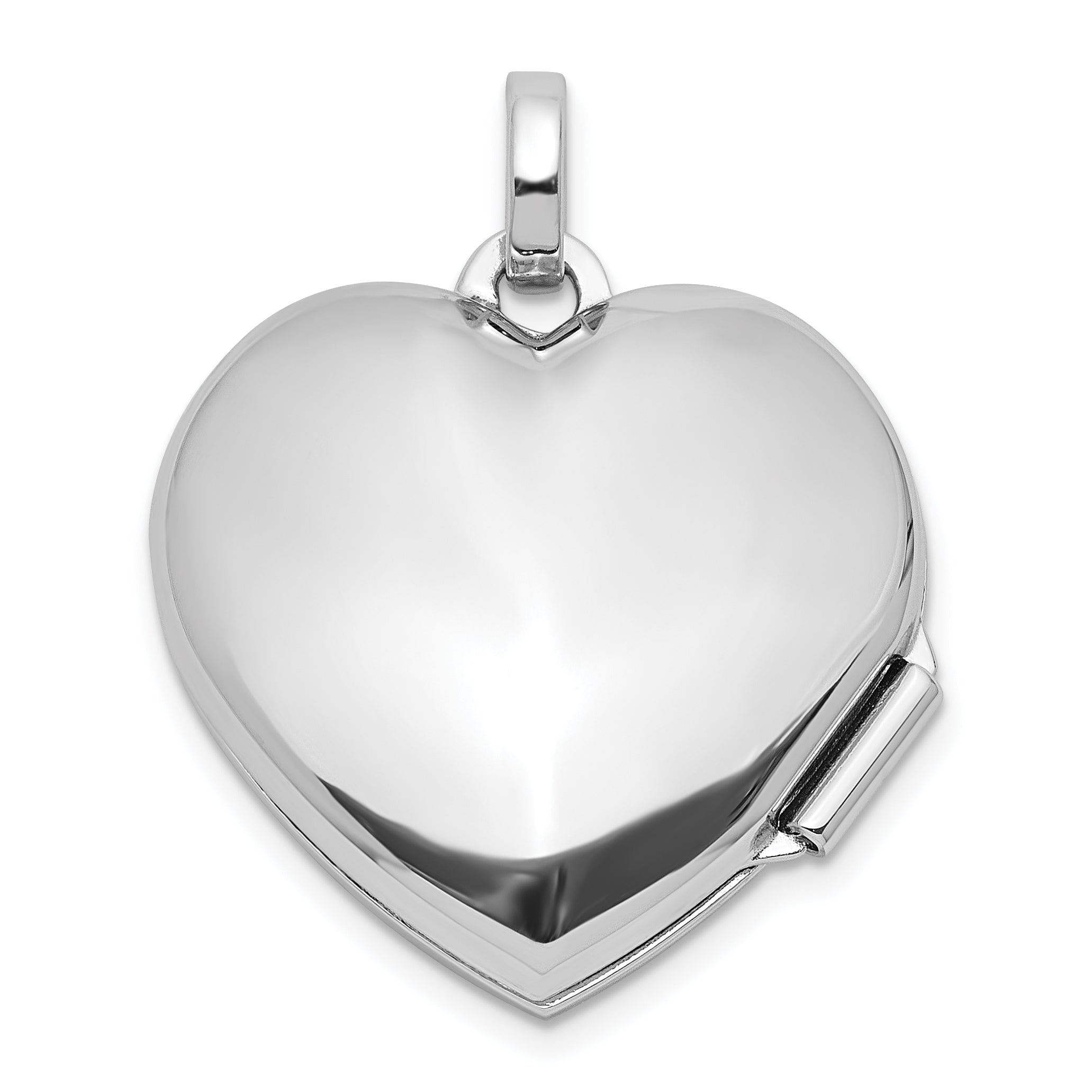 SS Rhod-pltd Polished and Textured Border Dia 18mm Heart Locket