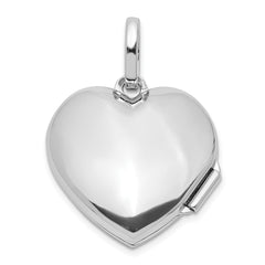 Sterling Silver Rhod-pltd Polished and Textured Dia 18mm Heart Locket