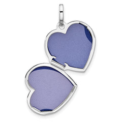 Sterling Silver Rhod-pltd Polished and Textured Dia 18mm Heart Locket