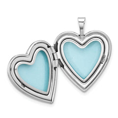 Sterling Silver RH-plate Polish/Satin Epoxy 20mm I Love You Heart Locket