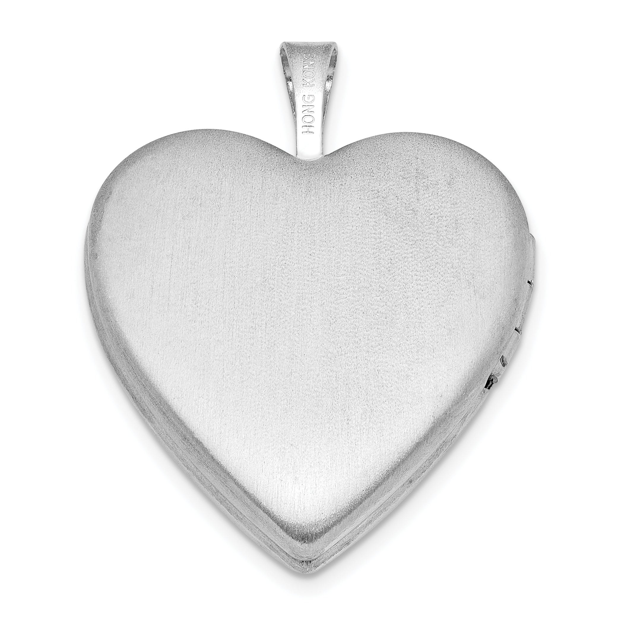 Sterling Silver  RH-plate Satin/Polished St. Christopher 20mm Heart Locket