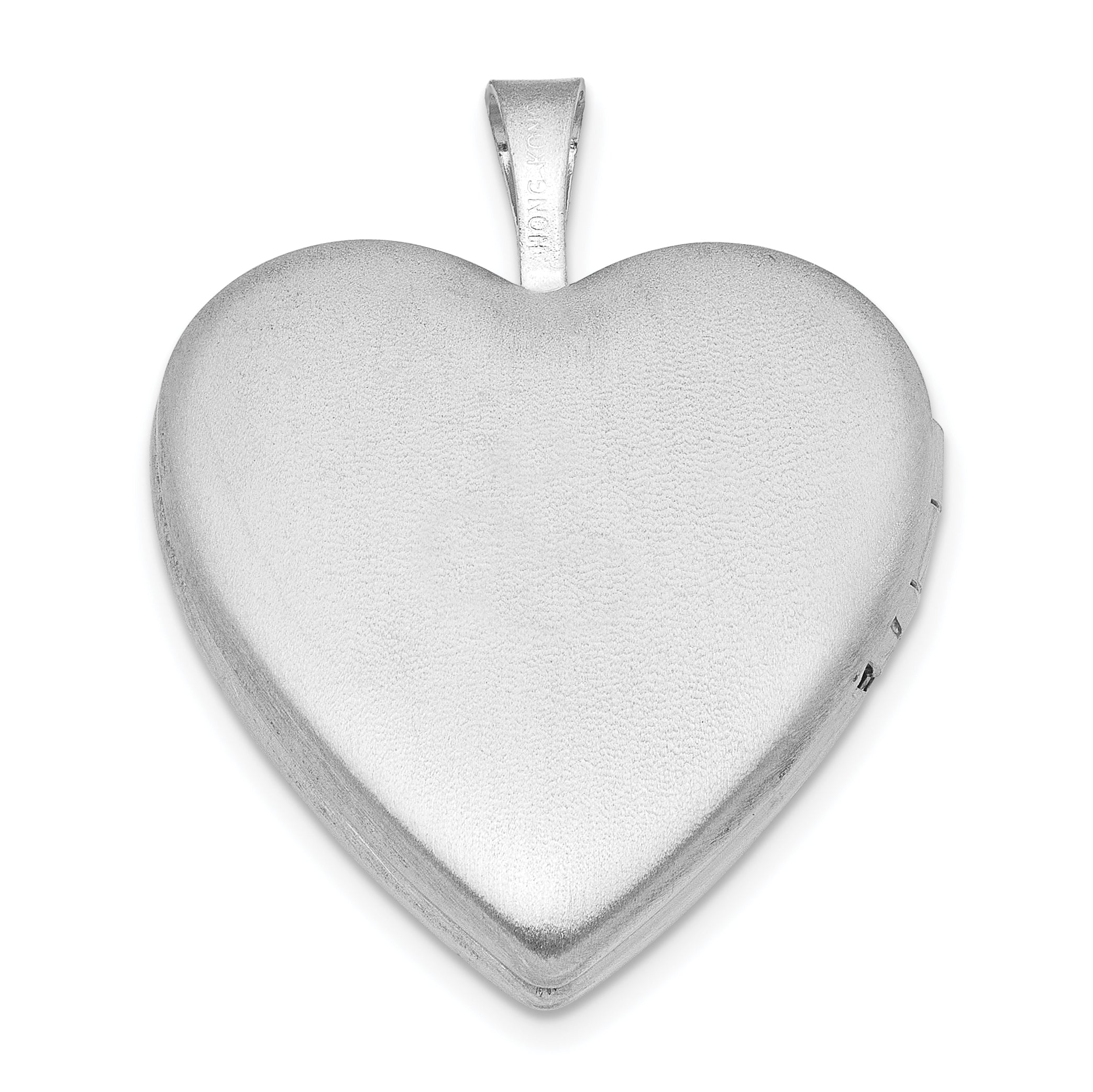 Sterling Silver RH-plated Satin/Polished Angel Wings 20mm Heart Locket