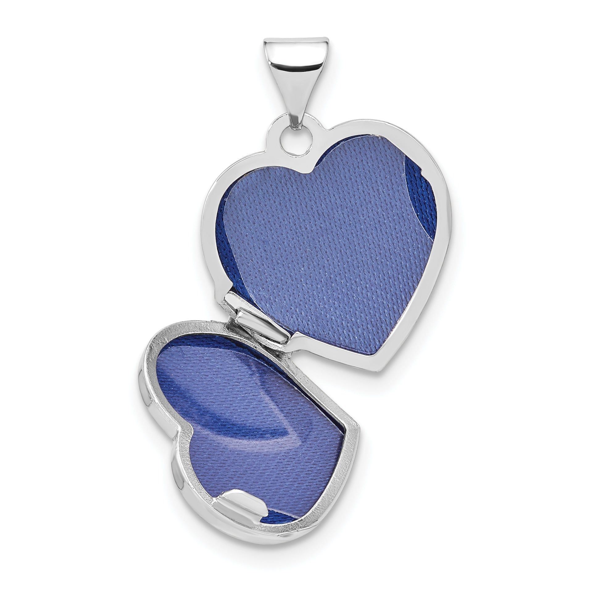 SS Rhodium-plated 15mm Dove Together forever Reversible Heart Locket