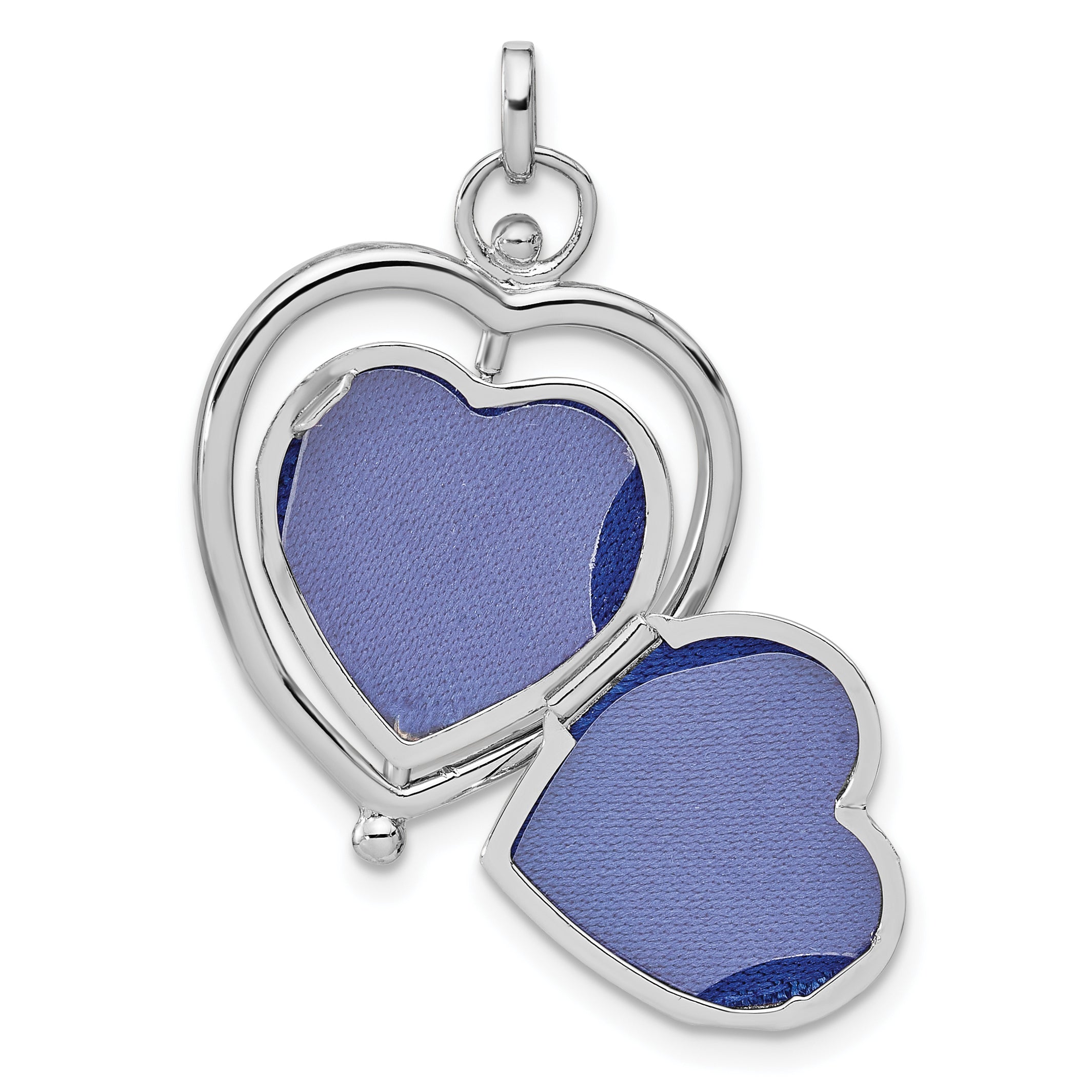 SS Rhodium-plated Floral Special Mom Reversible/Moveable Heart Locket