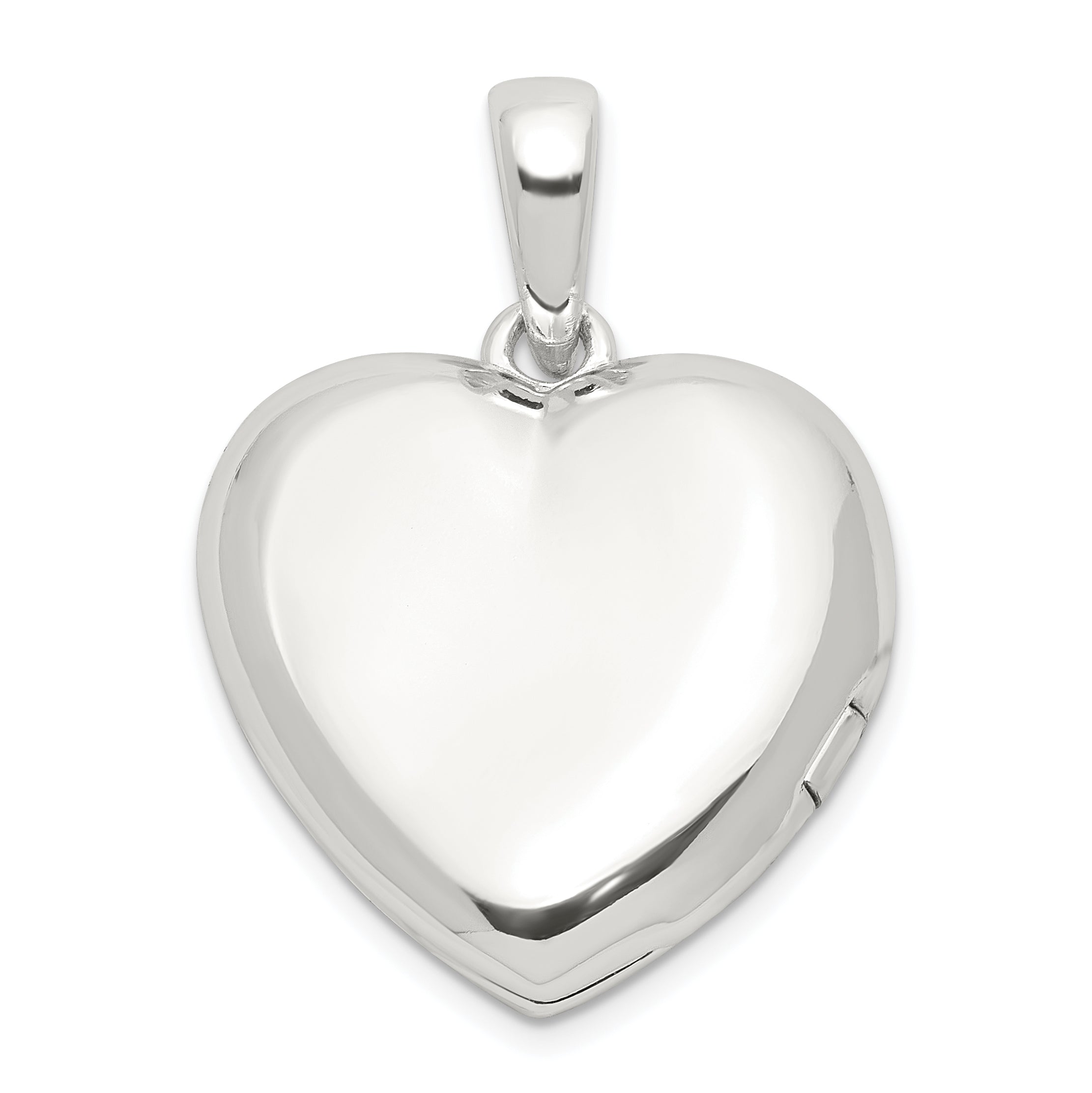 Sterling Silver E-coated CZ 19mm Heart Locket