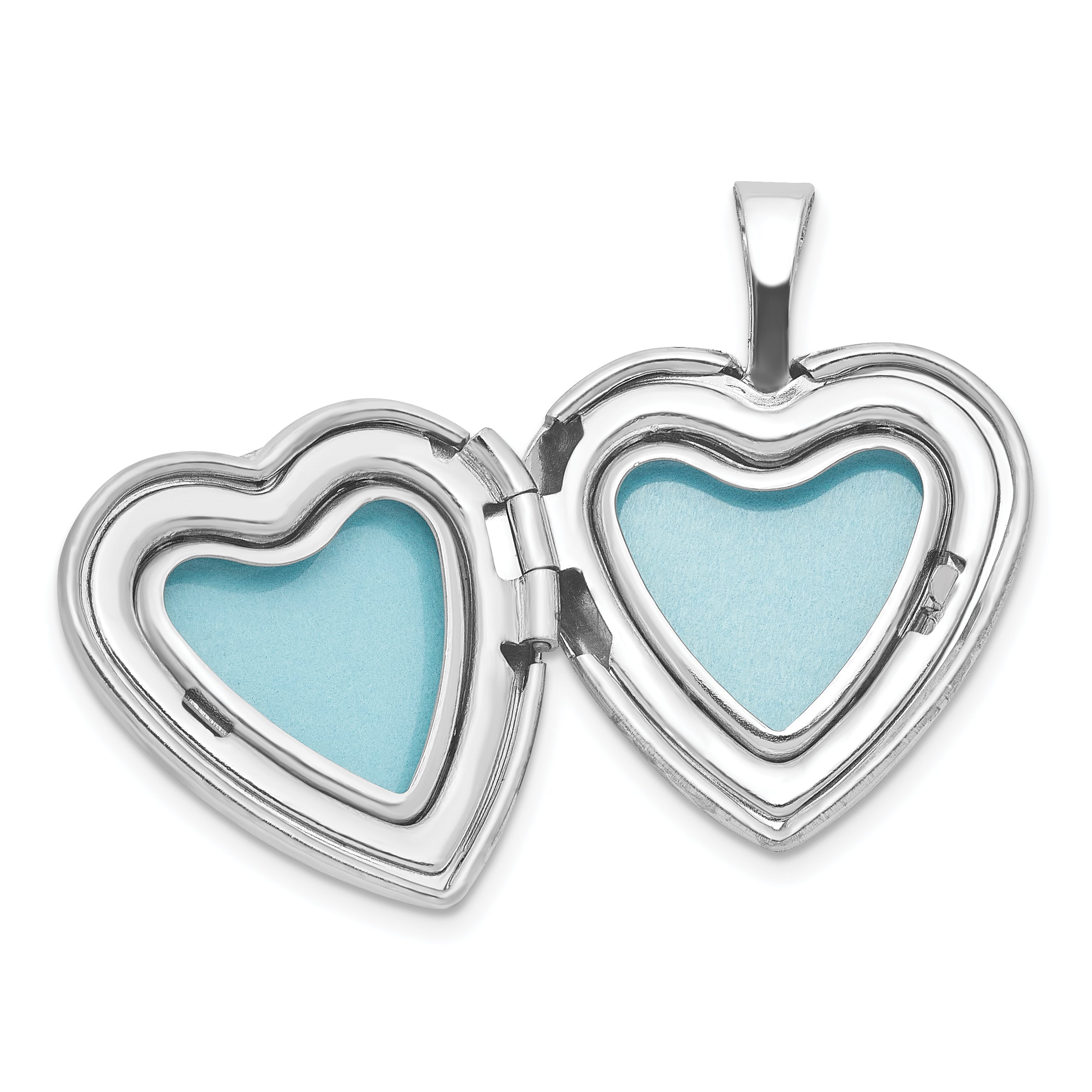 Sterling Silver Rhodium-plated Paw Prints w/Heart 16mm Heart Locket