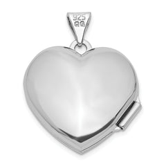 Sterling Silver Rhodium-plated Polished CZ 18mm Heart Locket