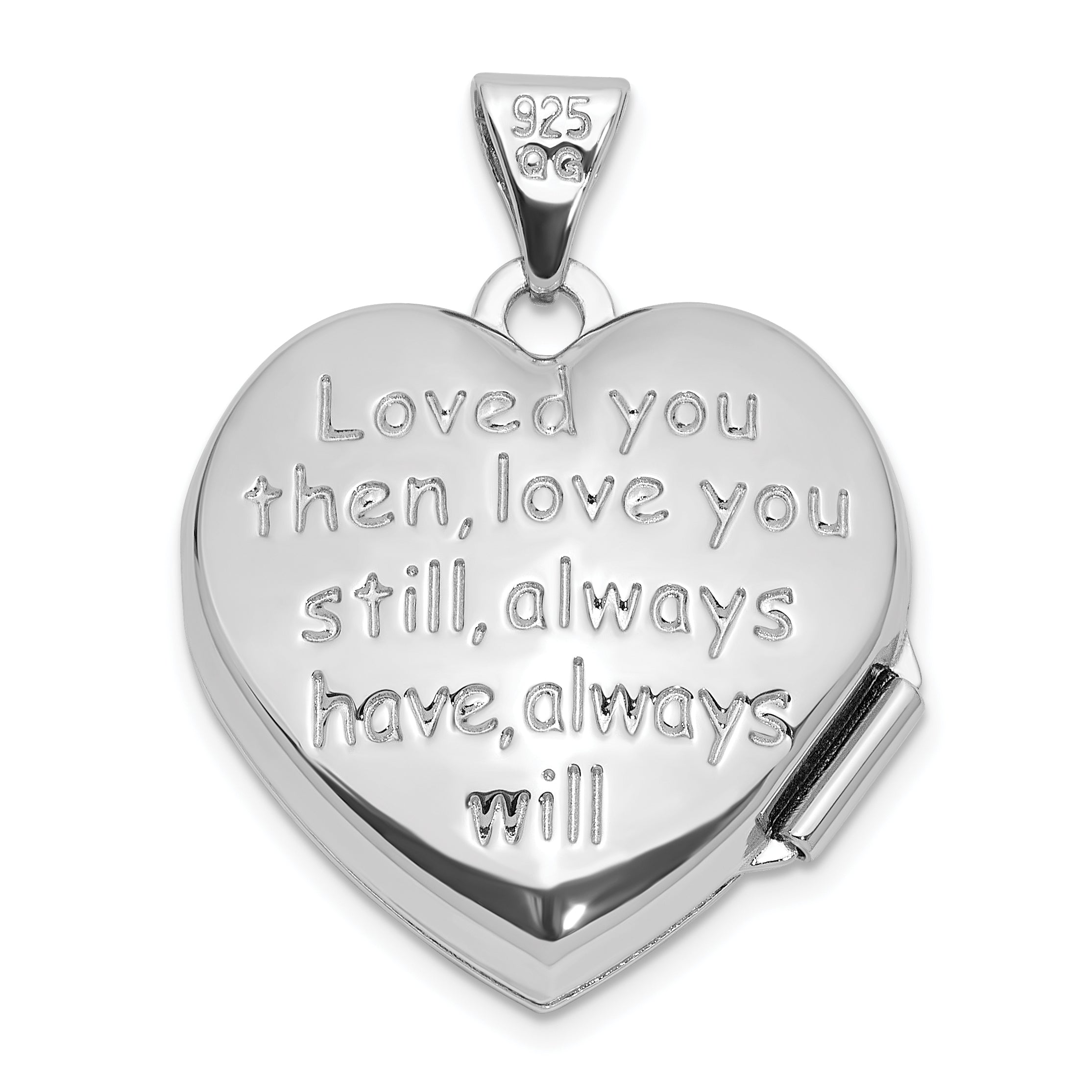 SS Rhod-plated Heart Border 18mm Love you Reversible Heart Locket