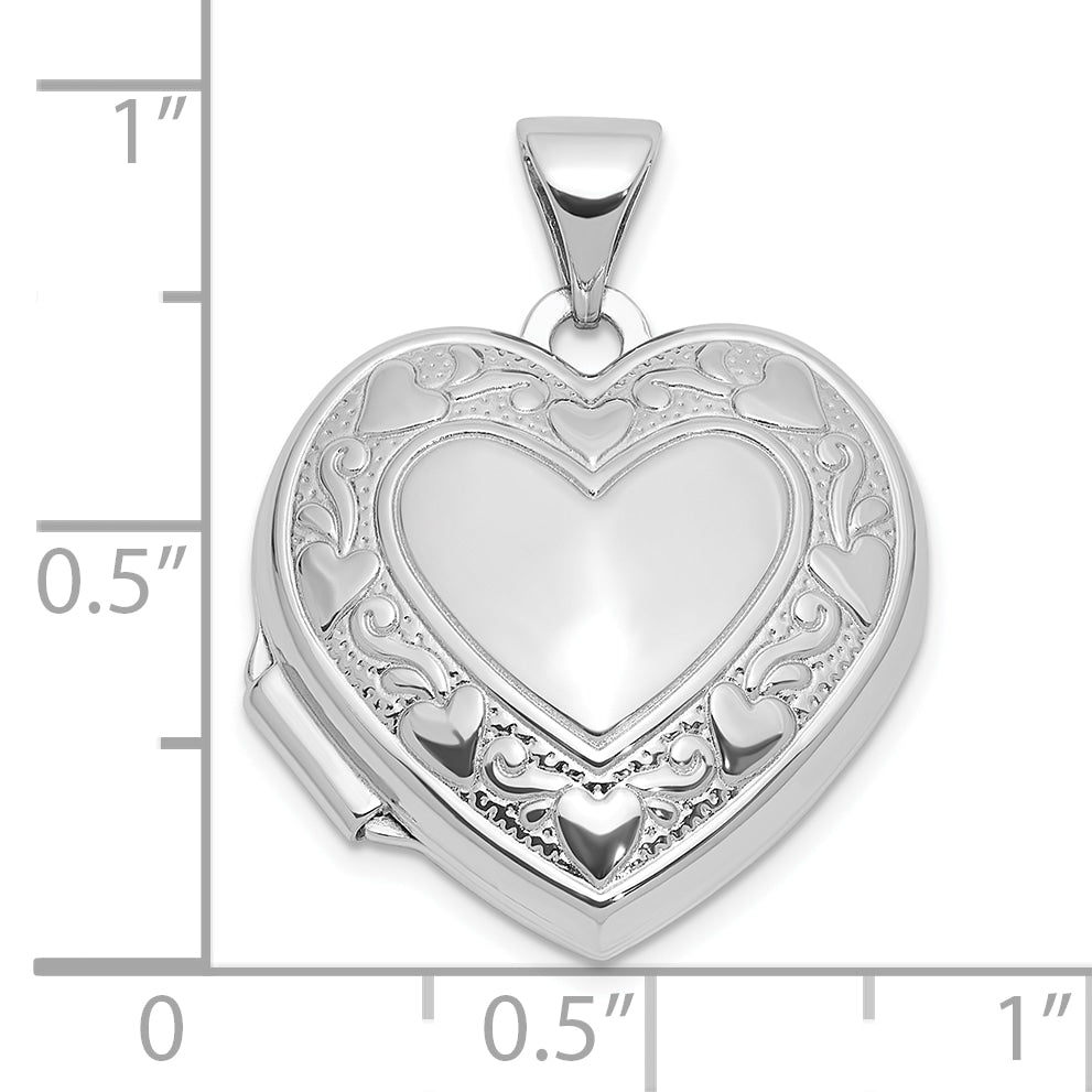 SS Rhod-plated Heart Border 18mm Love you Reversible Heart Locket