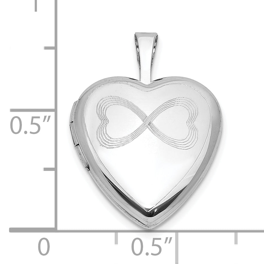 Sterling Silver Rhodium-plated Infinity Hearts 16mm Heart Locket