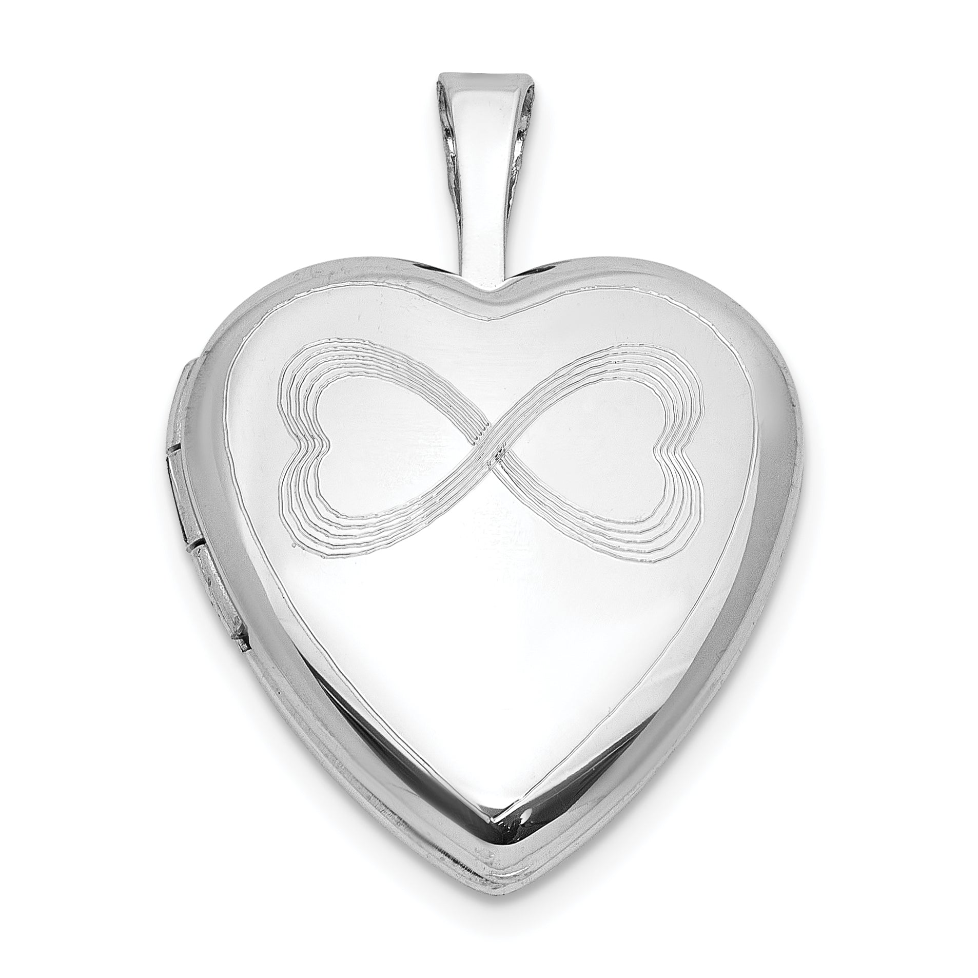 Sterling Silver Rhodium-plated Infinity Hearts 16mm Heart Locket