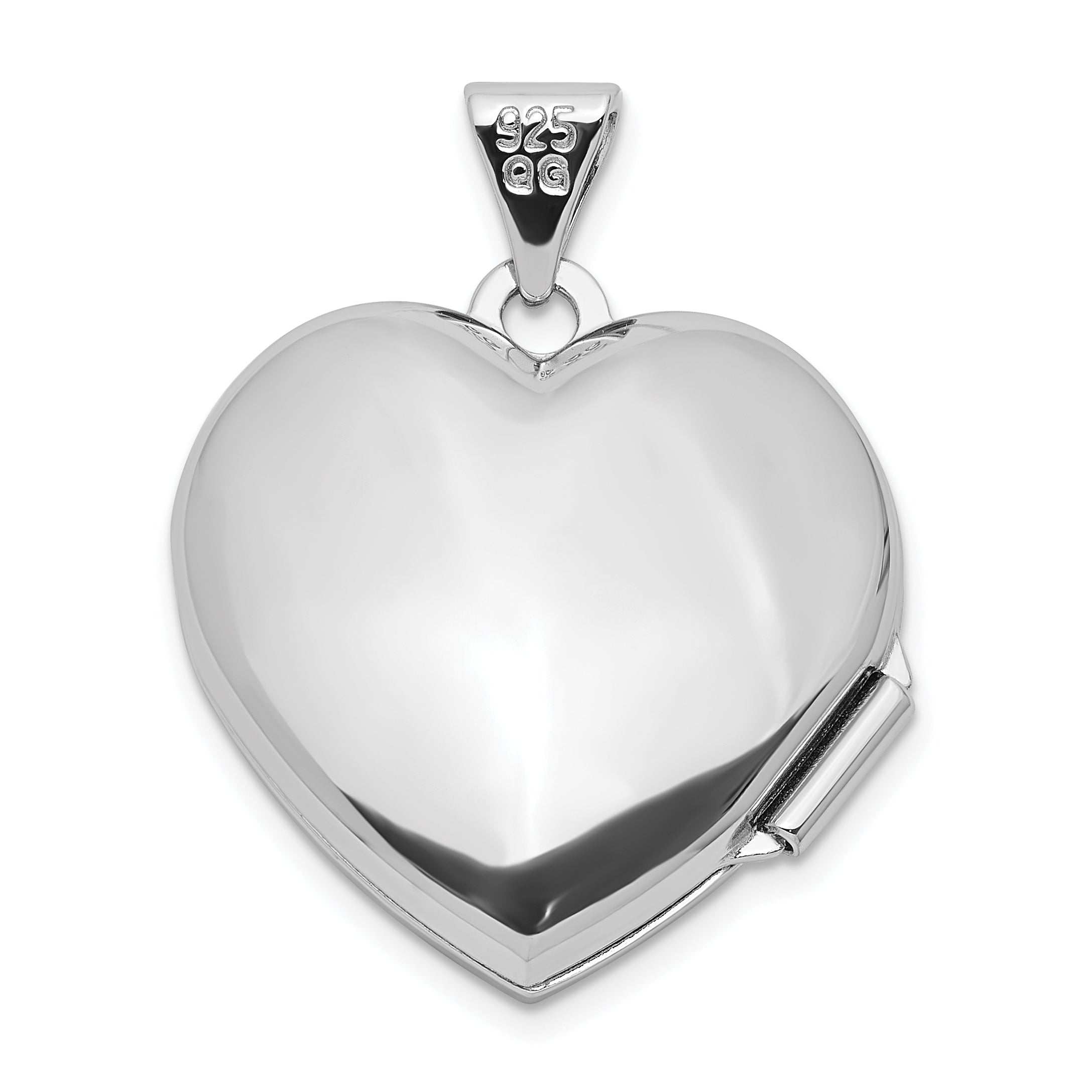 Sterling Silver Rh-pltd Polished Floral Border/ Crest 18mm Heart Locket