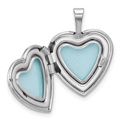 Sterling Silver Rhodium-plated Diamond 16mm Floral Heart Locket