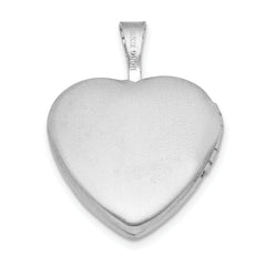 Sterling Silver RH-plated Epoxy Satin Polished Fish 16mm Heart Locket