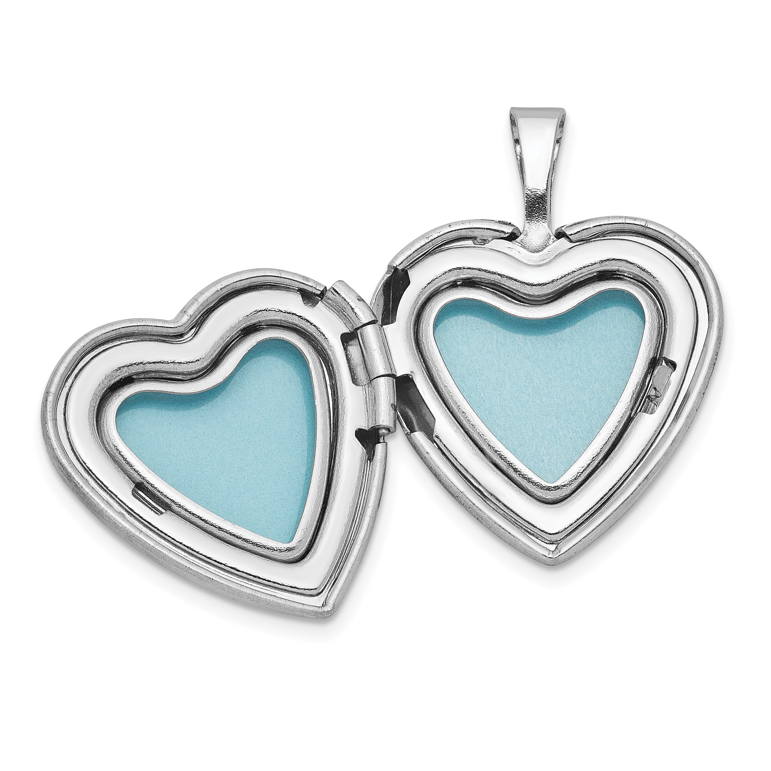 Sterling Silver RH-plated Epoxy Satin Polished Fish 16mm Heart Locket