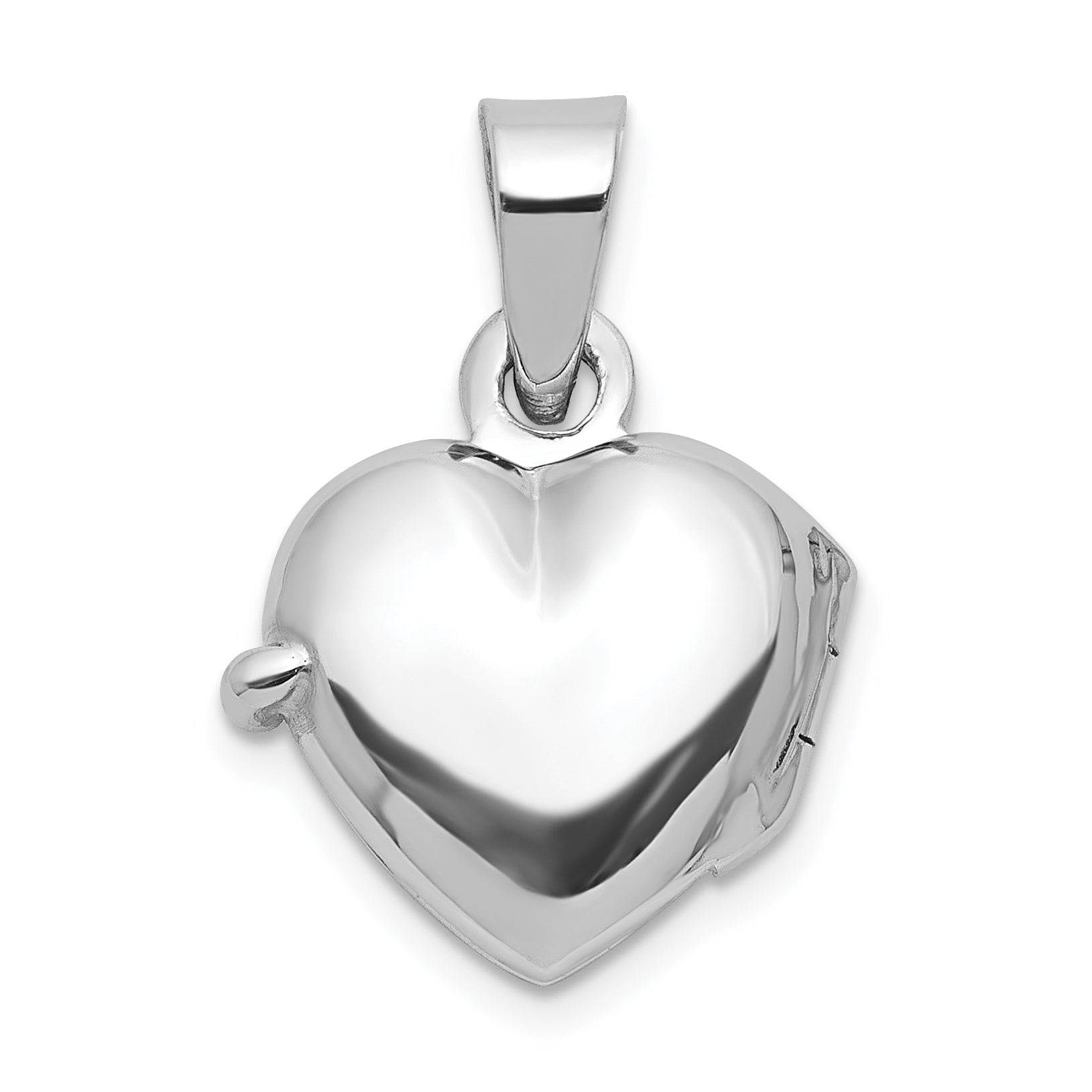 Sterling Silver Rh-plated 11mm Guardian Angel Heart Locket Pendant