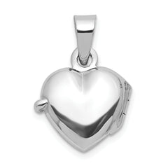 Sterling Silver Rh-plated 11mm Guardian Angel Heart Locket Pendant