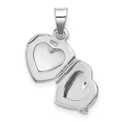 Sterling Silver Rh-plated 11mm Guardian Angel Heart Locket Pendant