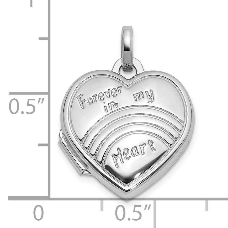 Sterling Silver Rhod-pltd 15mm Forever In My Heart Rainbow Heart Locket