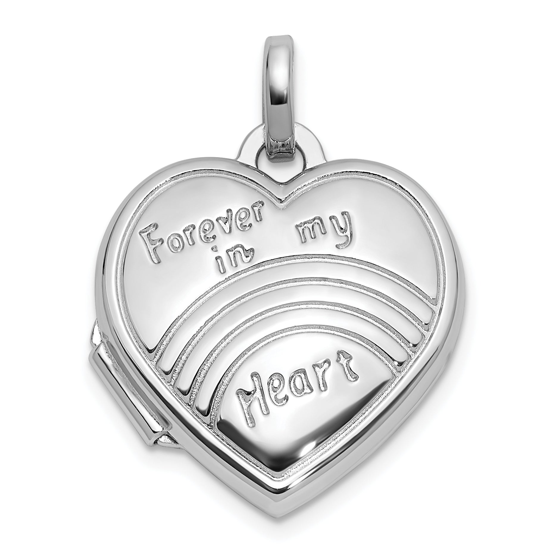 Sterling Silver Rhod-pltd 15mm Forever In My Heart Rainbow Heart Locket