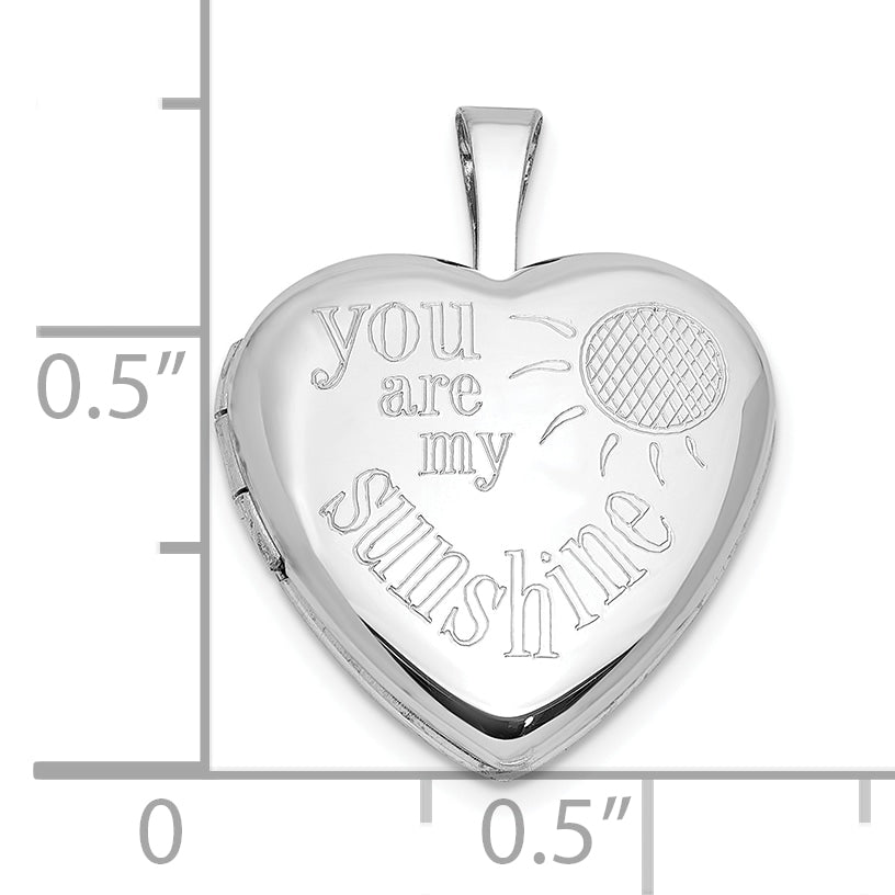 Sterling Silver Rh-plated YOU ARE MY SUNSHINE 16mm Heart Locket