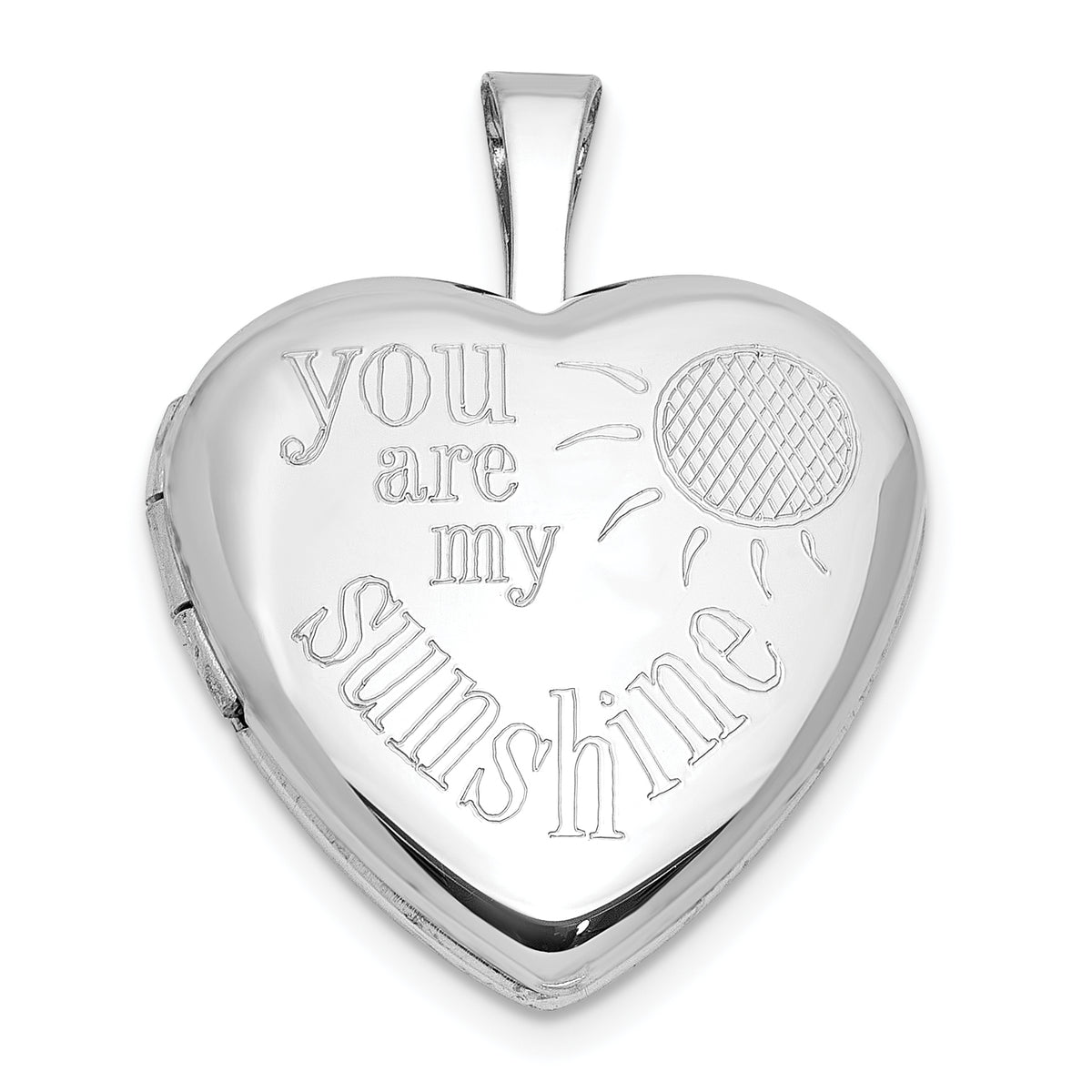 Sterling Silver Rh-plated YOU ARE MY SUNSHINE 16mm Heart Locket