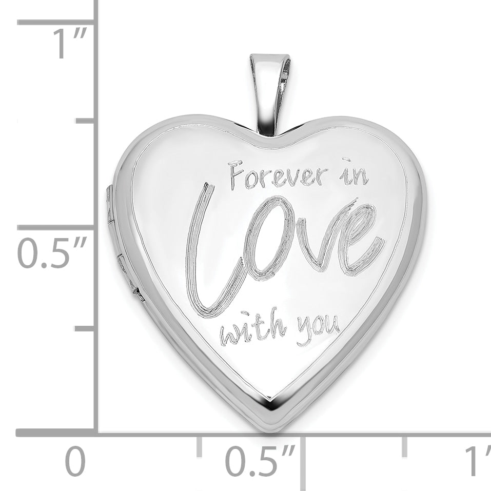 Sterling Silver RH-plated FOREVER IN LOVE WITH YOU 20mm Heart Locket