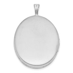 Sterling Silver RH-plated .05ct Diamond Heart Design 26mm Oval Locket