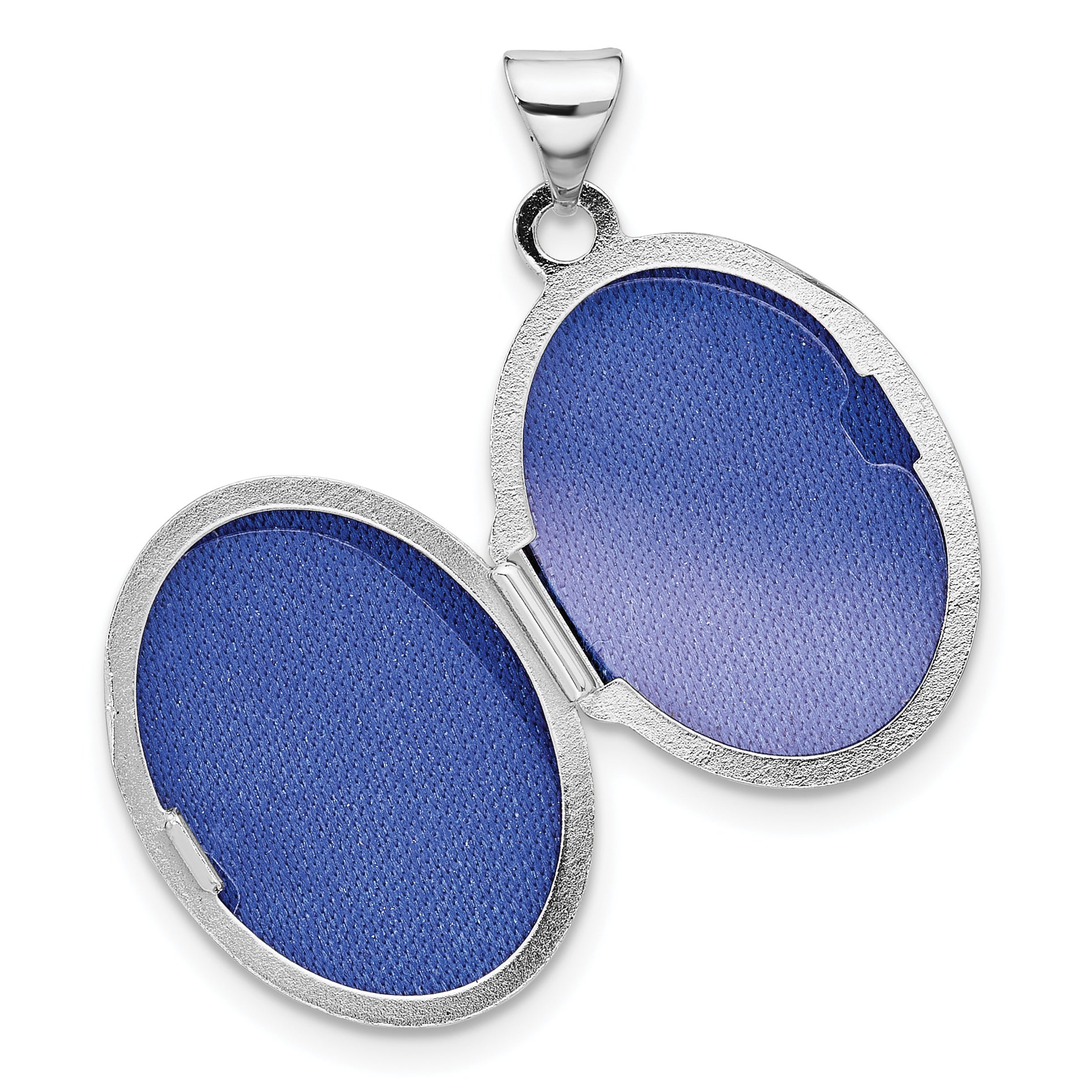 Sterling Silver Rhod-Plated 19x15mm Foot Prints Reversible Oval Locket