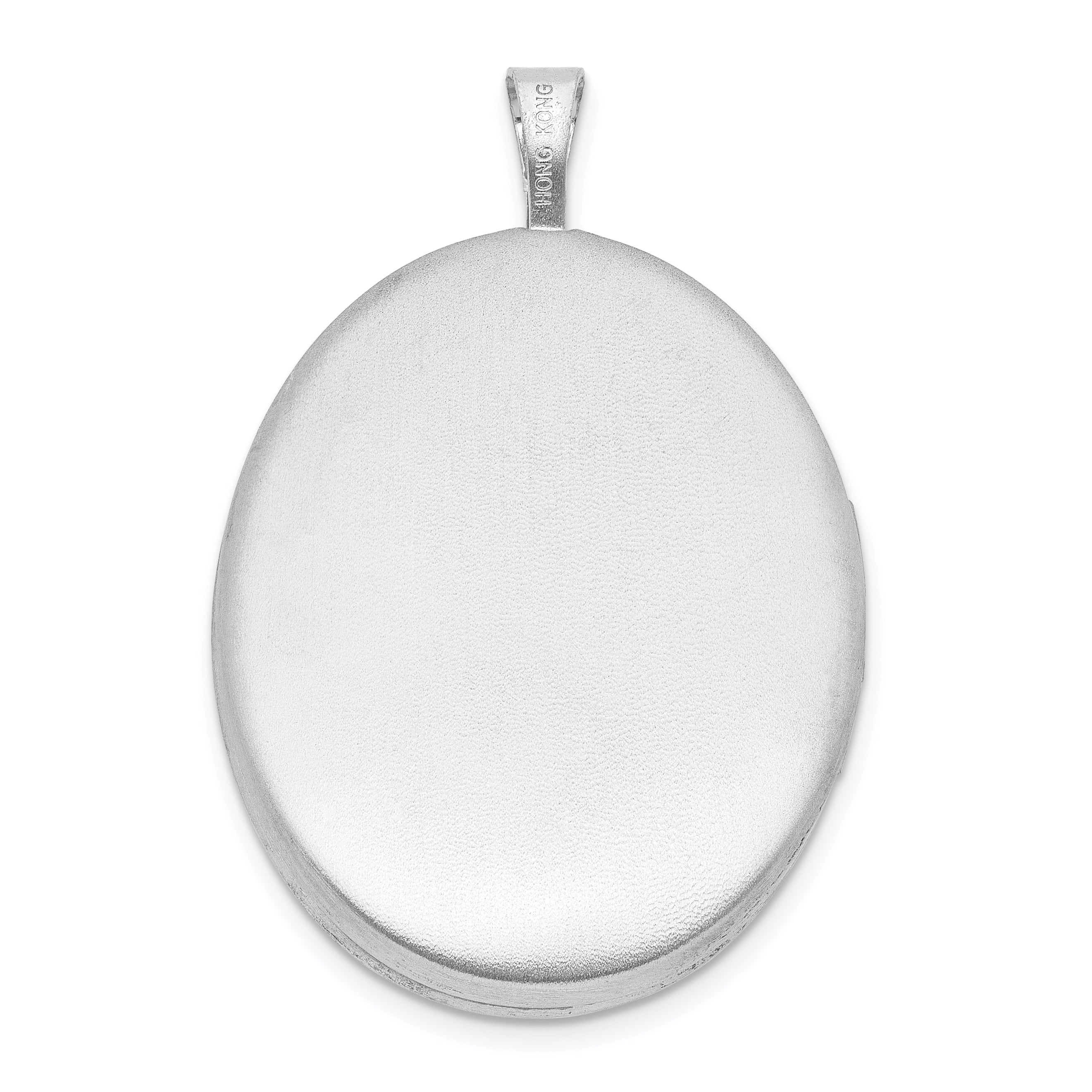 Sterling Silver RH-plated Satin/Polished St. Christopher 26mm Oval Locket