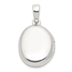 Sterling Silver E-coated CZ 18.5mm Oval Locket