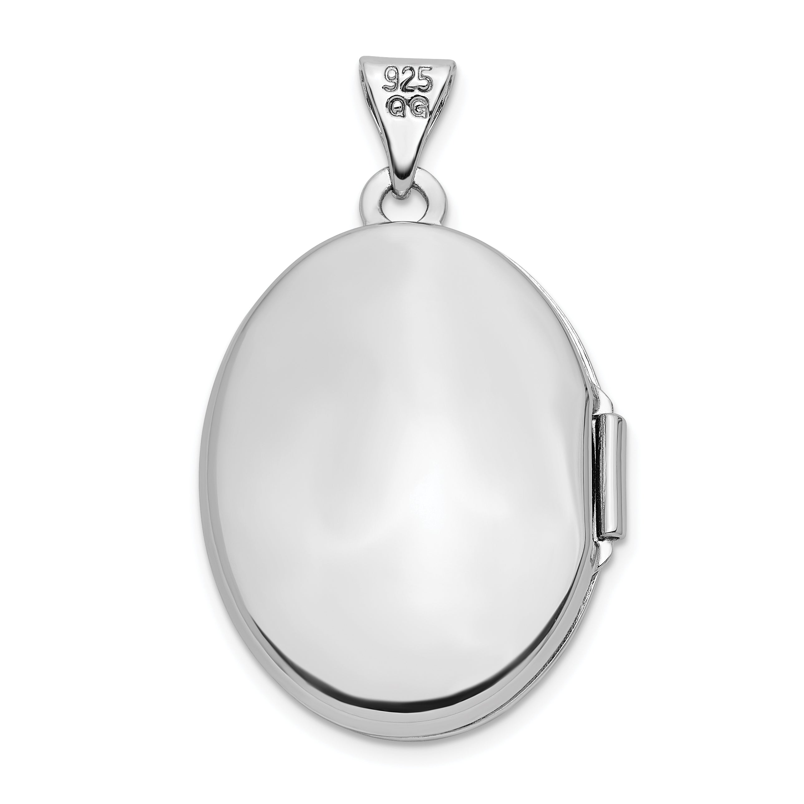 Sterling Silver Rhodium-plated Polished CZ 21x16mm Oval Locket