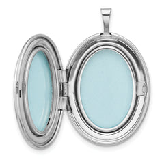 Sterling Silver Rhodium-plated Polished Filigree 26mm Oval Locket