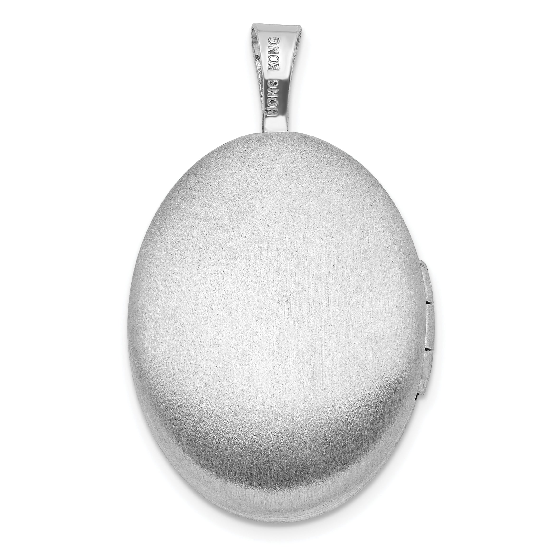 Sterling Silver RH-plated Polished / Satin 19mm Quilt Design Oval Locket