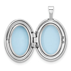 Sterling Silver RH-plated Polished / Satin 19mm Quilt Design Oval Locket